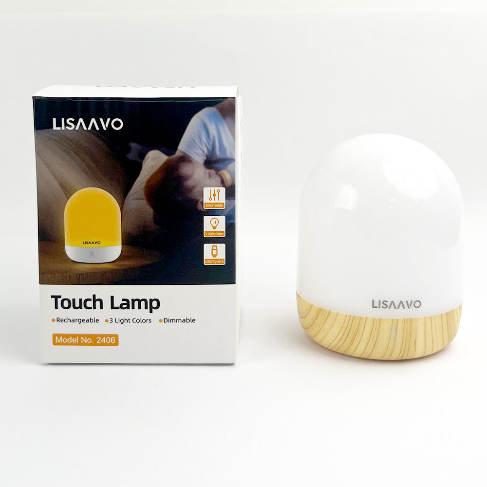 觸控便攜式充電木紋夜燈