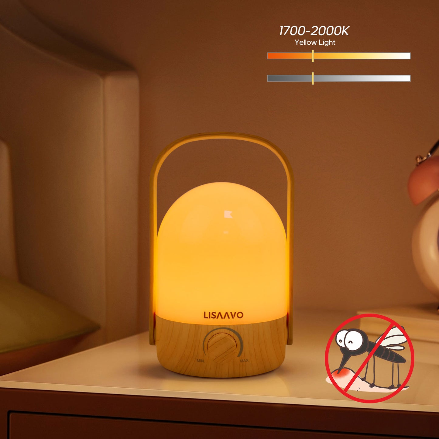 便攜式充電雙色驅蚊木纹露營燈